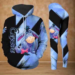 Sudadera con capucha y leggings de Ígor, leggings de burro azul para mujer, sudadera con capucha de dibujos animados para mujer, camiseta de Winnie the Pooh, regalo para fans