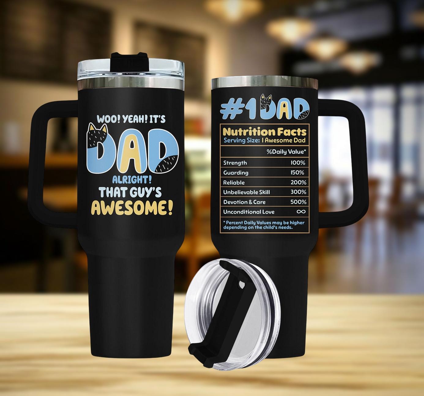 Discover Dad 40oz Tumbler with Handle, #1 Dad Travel Mug, Father's Day Gift