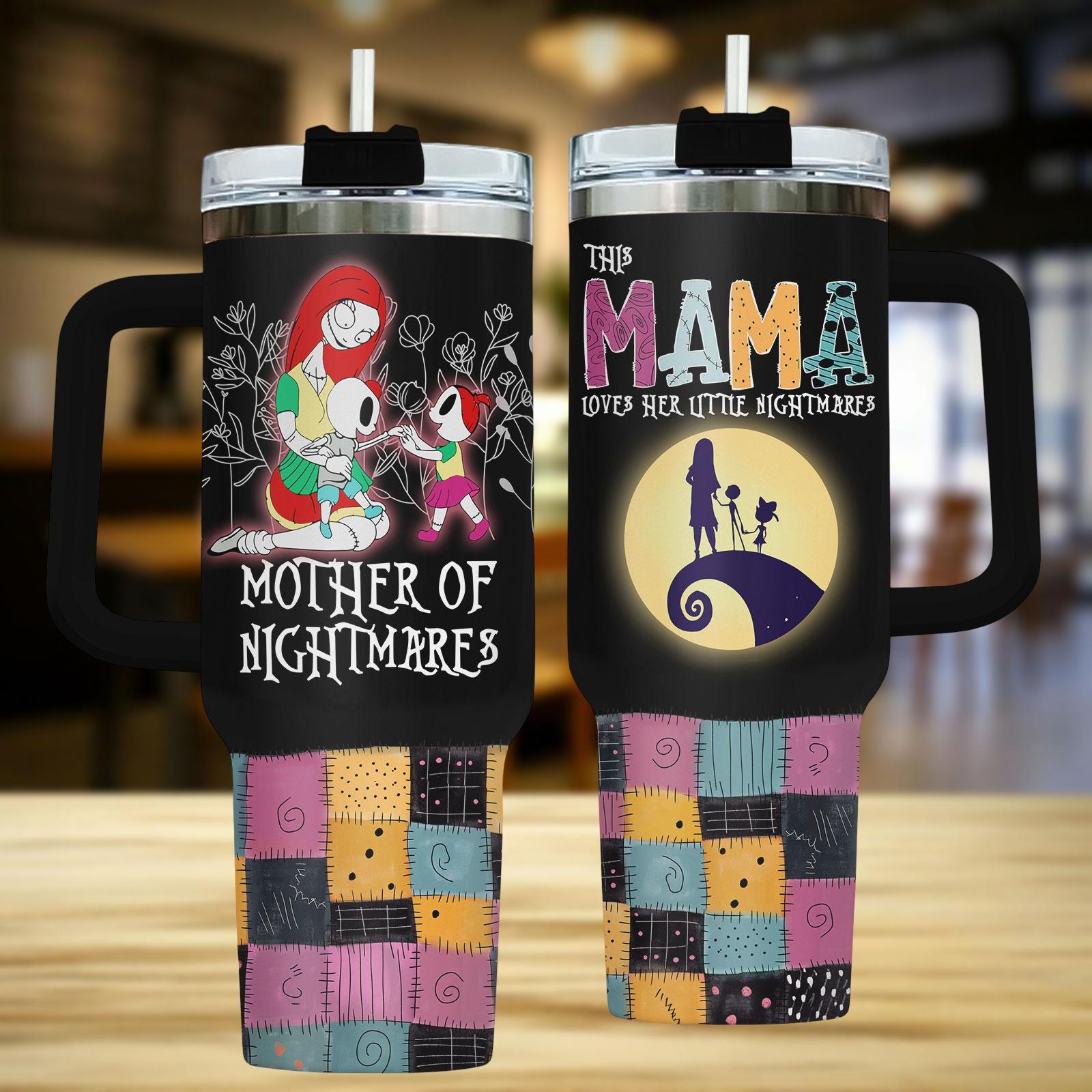 Discover Nightmare Before Christmas 40oz Tumbler with Handle, Halloween Travel Mug, Mama Print, Gift for Mom