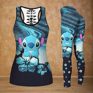 Camiseta sin mangas de Lilo y Stitch, leggings Disney para mujer, camiseta Magic Kingdom, leggings deportivos de Stitch, camiseta de dibujos animados, regalo de cumpleaños de Disney