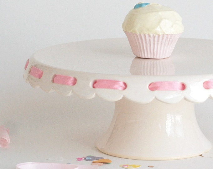 Ribbon Cake Stand 10 Inch White - Etsy