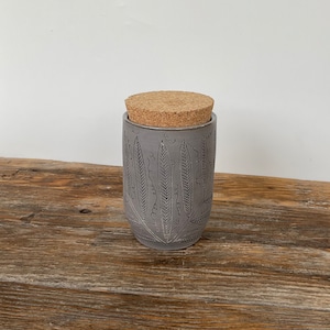cork jar stash jar tea canister folk illustrated handmade art pottery image 4