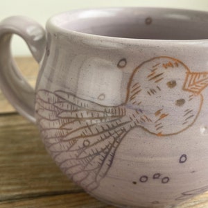 coffee mug folk illustrated handmade bird art pottery image 6
