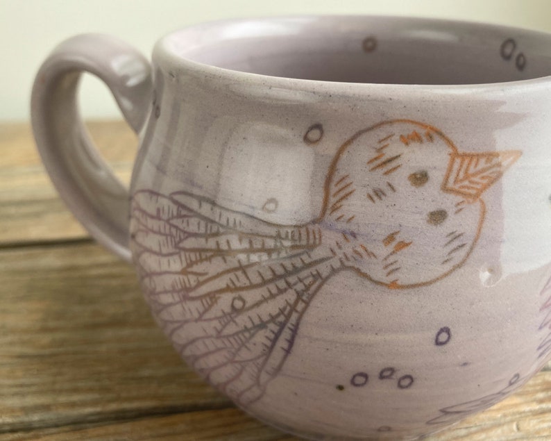 koffiemok folk geïllustreerd handgemaakt vogel kunst aardewerk afbeelding 6