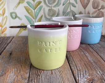 Vaso de agua para pintura - Recipiente para pinceles - Recipiente para enjuague - Reposa pinceles - Acuarela - Regalo para artistas - TAZA