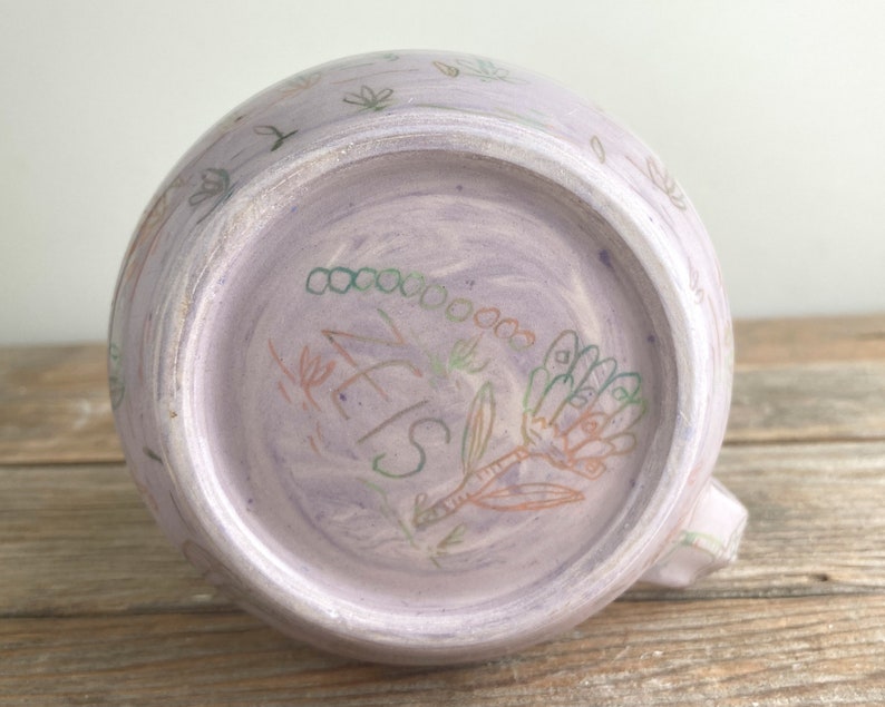 coffee mug folk illustrated handmade floral art pottery image 5