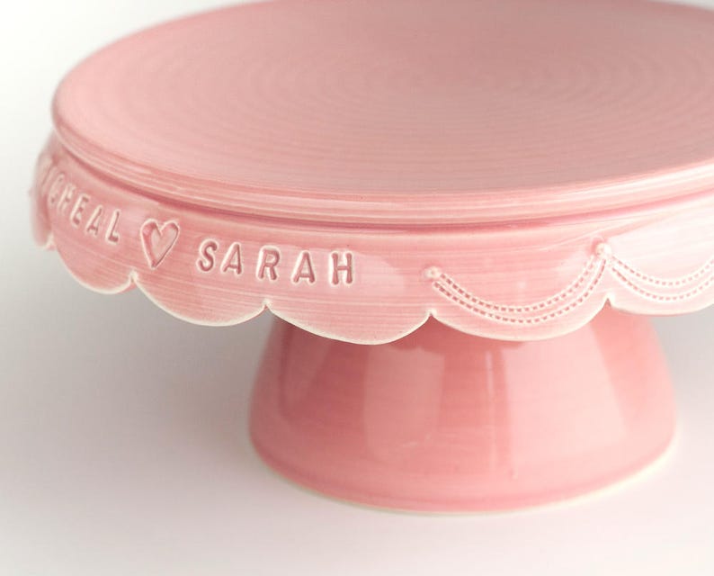 8 Personalized Cake Stand: A Vintage-Inspired Custom Gift in Pottery with stitch rim