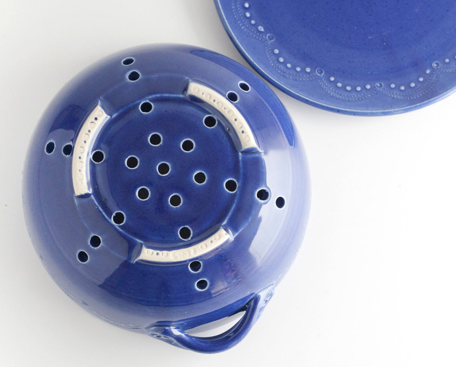 Fruit Strainer Pottery Berry Bowl With Saucer Berry Etsy