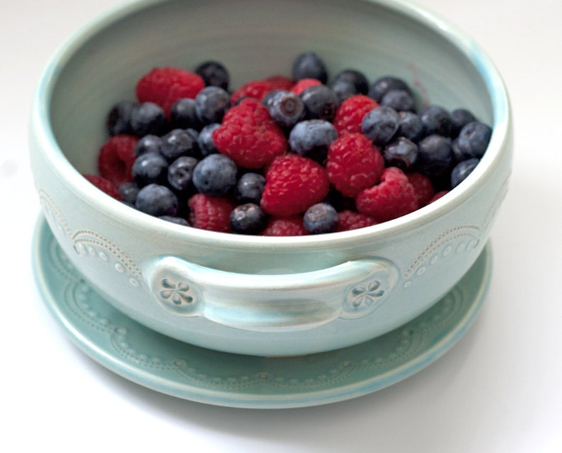 Berry Bowl Fruit Strainer Pottery Colander Berry Etsy