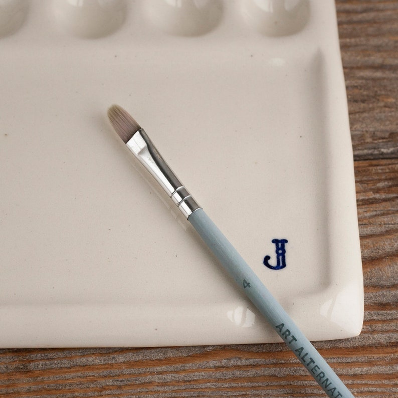 Monogrammed - Palette and Paint Water Cup - gift set - Watercolor - gift for artist - handmade pottery - SET