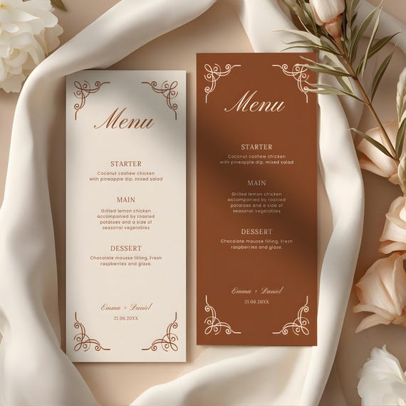 Terracotta and Ivory Dinner Menu