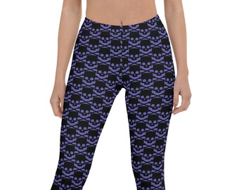 Paarse legging met Scull-patroon