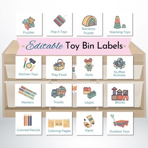 Toy Bin Label Printable Playroom Label Classroom Toy Label Editable ...