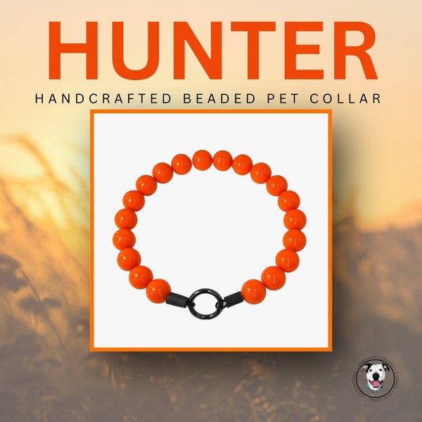 The Hunter - Neon Orange, Durable Acrylic Beaded Pearl, Slip on Dog Collar