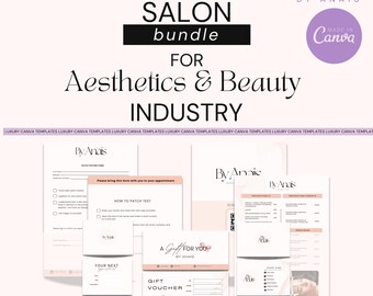 Luxury Marketing Bundle Template in Pink Branding Editable Business Template for Beautician, Lash Tech Canva Template Bundle for Beauticians