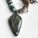 Natural Green Turquoise & Keshi Pearl Pendant Necklace – 18in, Round Bead Chain, Nickel-Free, Unbranded