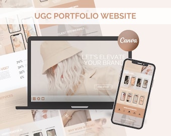 Plantilla de portafolio UGC, plantilla de sitio web UGC, kit de medios UGC, kit de creador, portafolio minimalista, plantilla de portafolio Canva, portafolio Canva