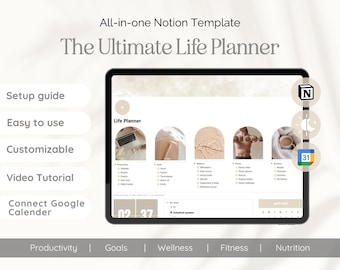 Notion Template Ultimate Life Planner, Notion Life Planner, Notion Template, Aesthetic Notion Planner, ADHD Notion Planner | Fully Edible