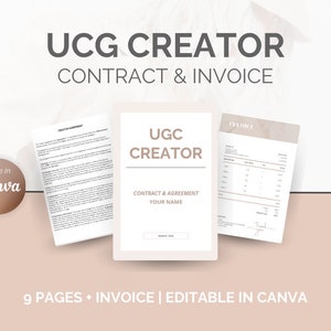 Professional UGC Creator Contract Template, UGC Contract, UGC Template, User Generated Content, Influencer Contract Template, Canva Template