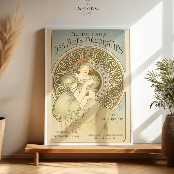Vintage MUCHA Ad Poster | Mucha Print | Dictionnaire des Arts Decoratifs | Art Nouveau Wall Art | Mucha Affiche | Vintage Ad Poster Print