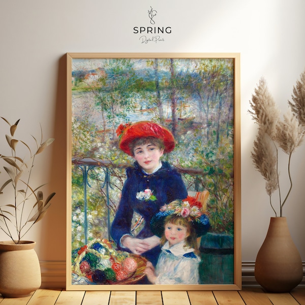 Two Sisters (On the Terrace) by Renoir | High Quality Large Scale Vintage Print | Vintage Art Print | Printable Wall Art | Digital Download