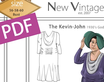 The Kevin-John 1930s Godet Dress PDF 56-58-60 bust