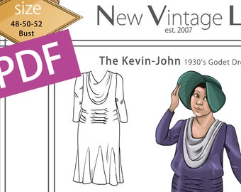 The Kevin-John 1930s Godet Dress PDF 48-50-52 bust