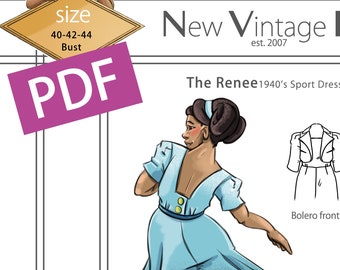The Renee a 1940s sport dress with bolero in PDF 40-42-44 bust
