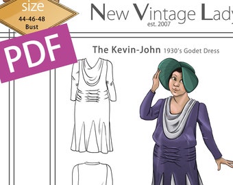 The Kevin-John 1930s Godet Dress PDF 44-46-48 bust