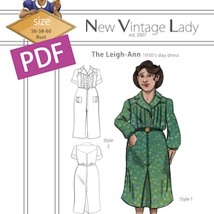 The Leigh-Ann 1930s Day Dress in PDF 56-58-60 bust