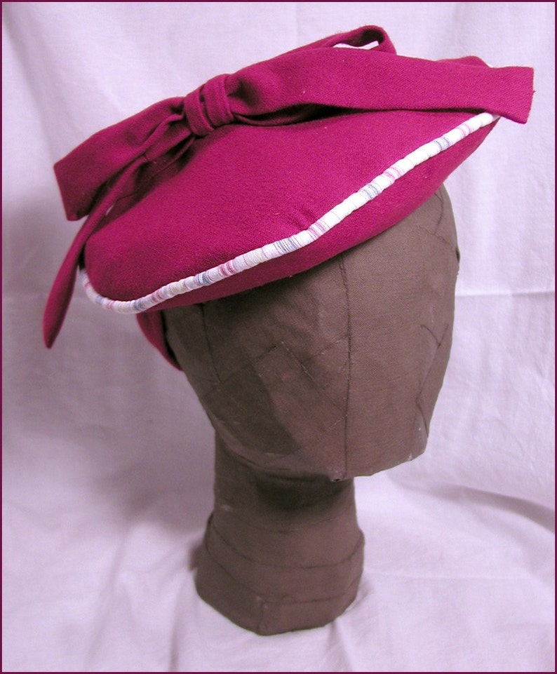 NVL Red Dream 1940s Repro beret hat from repurposed vintage wool 23 head image 3