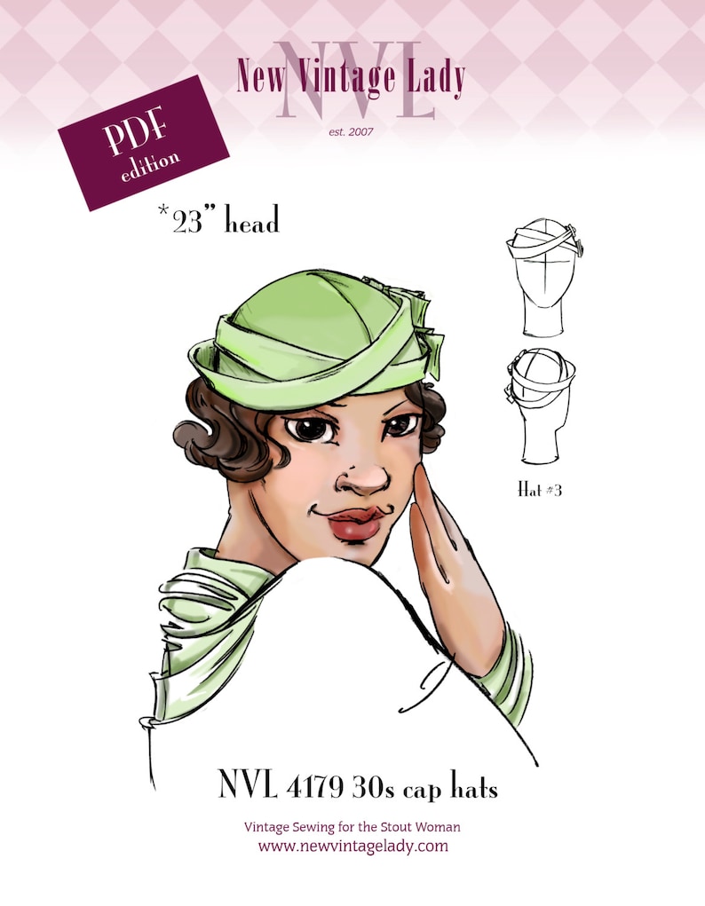 1930s Style Hats | Buy 30s Ladies Hats NVL 1930s Cap Hats 23 head in PDF 4179  AT vintagedancer.com