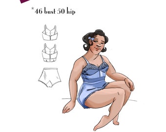NVL 1940s bra and tap panties pattern set 46 bust in PDF 1828
