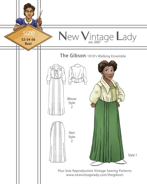 Edwardian Blouses |  Lace Blouses, Sweaters, Vests The Gibson 1910s blouse and walking skirt Paper pattern NVL plus size multi size repro vintage sewing patterns $30.00 AT vintagedancer.com