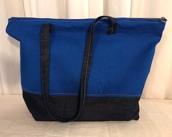 Sac de sac de tissu vintage fait main NVL *One of a Kind* Solid Blue Cotton