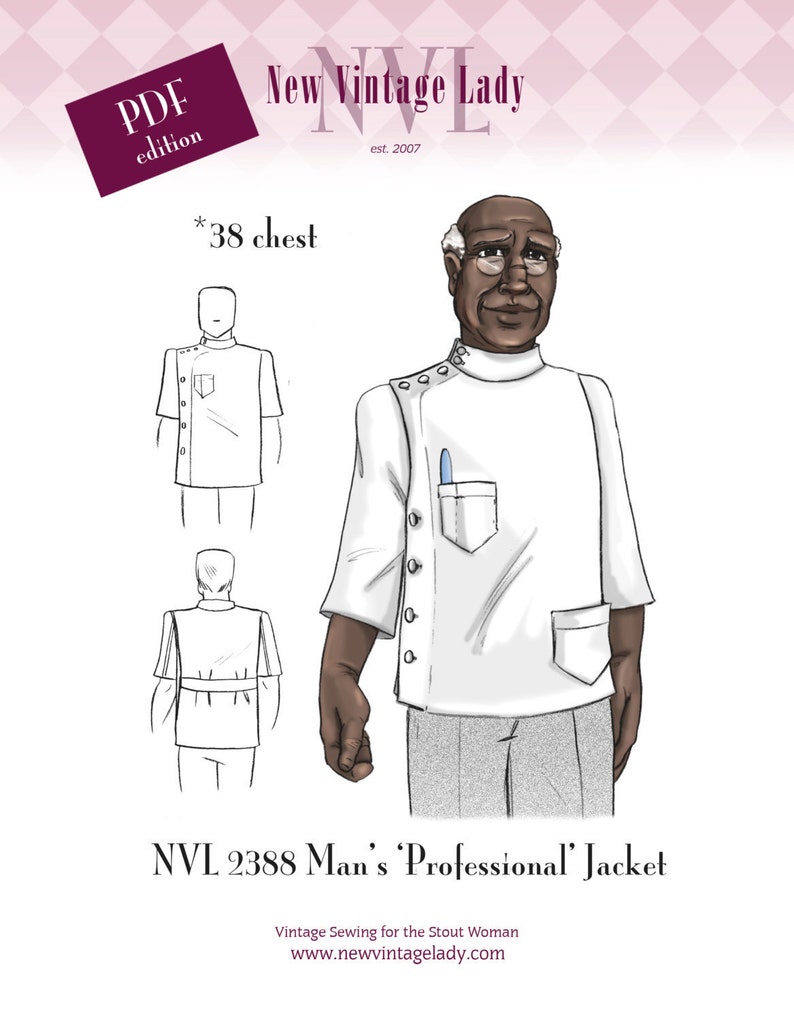 NVL 38 chest 1940s Man's Professional Jacket pattern in PDF 2388 image 1