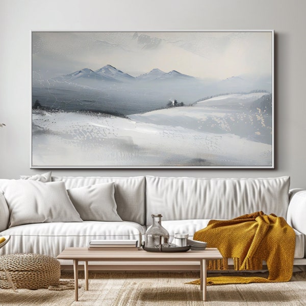 Abstract Landscape Oil Painting on Canvas Large White Wall Art Morden Texture Wall Art Minimalist Abstract Oil Painting Custom Gift Painting