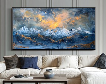 Large Abstract Landscape Painting on Canvas Abstract Mountain Painting Large Wall Art Modern Living Room Wall Art Original Textured Wall Art