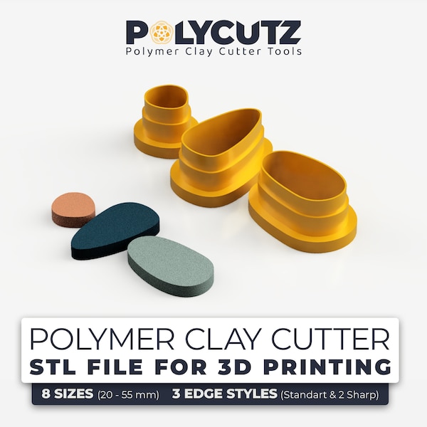 Geometric Grace Dangle Earring Clay Cutter STL Elegant Ellipse Polymer Earring Cutter STL File Contemporary Curves Polymer Clay Cutter STL