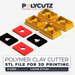 Kasino Royale Ohrring Clay Cutter STL Poker Face Polymer Ohrring Cutter STL File Herzen Pik Diamant Club Polymer Clay Cutter STL File