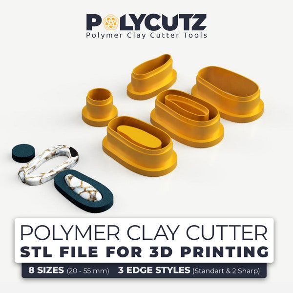 Elegance Oval Earring Polymer Clay Cutters STL File Hoop Clay Earring Cutter STL Clay Cutter Oval Artisanal Polymer Earring Cutter STL File
