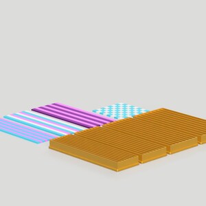 May include: A set of three colorful, striped and checkered mats, with a gold metal grid on top. The mats are made of a soft, flexible material and are perfect for adding a touch of color and style to any room.