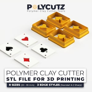 Casino Royale Ohrring-Tonschneider STL Poker Face Polymer-Ohrringschneider STL-Datei Herzen Pik Diamant Club Polymer Clay Cutter STL-Datei