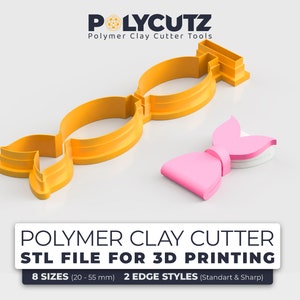 Mermaid Tail Polymer Baretta Cutter STL File Whimsical Bow Polymer Clay Barrette Cutter STL Candy Bow Hair Clip Polymer Cutter STL File