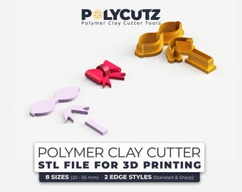 Bow Template Clay Cutter STL File Bow Tie Template Polymer Clay Cutter STL Bow Tie Earring Polymer Clay Cutter STL File Template Bow Tie Stl