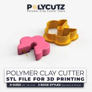 Puede incluir: Dos herramientas de corte de arcilla polimérica, una con forma de flor y la otra con forma de línea curva. La cortadora de flores es amarilla y la cortadora curva es rosa. Las cortadoras son para impresión 3D y vienen en 8 tamaños (20-55 mm) y 2 estilos de borde (estándar y afilado).