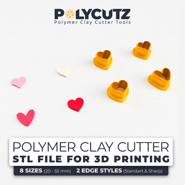 Small Hearts Polymer Polymer Clay Cutter STL Small Valentine Hearts Earring Clay Cutter STL Mini Hearts Earring Polymer Clay Cutter File STL