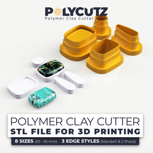 Outline Earring Polymer Clay Cutters STL File Rounded Rectangle Clay Earring Cutter STL Clay Cutter Dangle Polymer Earring Cutter STL File