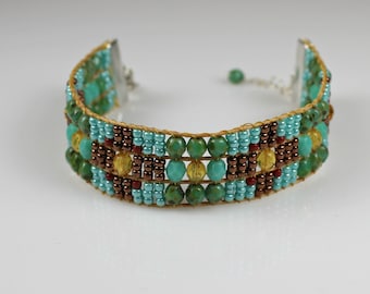 Turquoise Beaded Boho Loom Bracelet