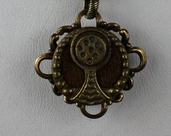 Perfume Button Necklace - Antique Victorian 1800s Ornate Brass & Velvet Scent Jewelry